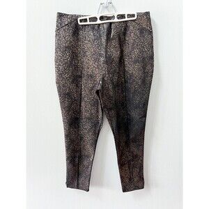 Slimming Options Gold Black Glitter Skinny Stretchy Pants Womens Plus 1X Trouser
